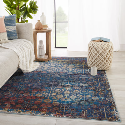 product image for Izar Trellis Rug in Blue & Red by Jaipur Living 24