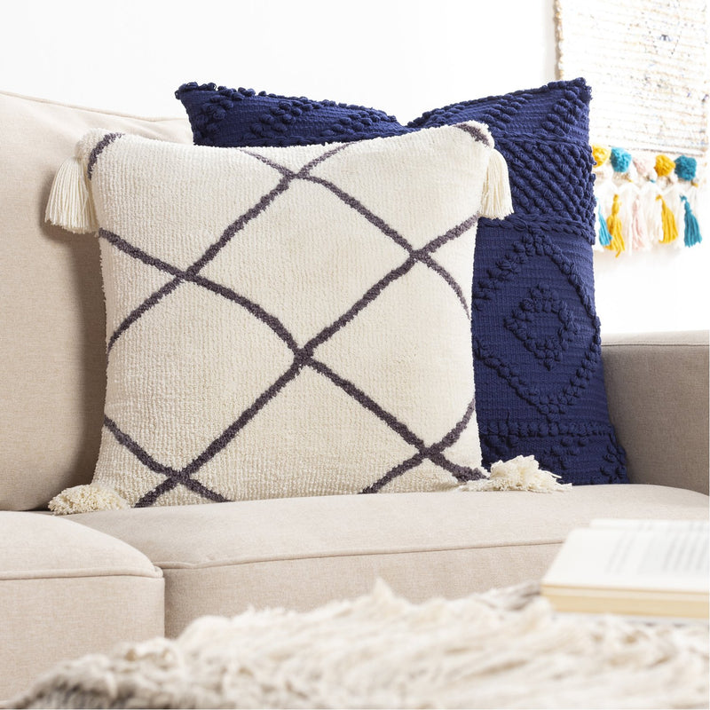 media image for Braith BRH-002 Knitted Square Pillow in Cream & Charcoal by Surya 27