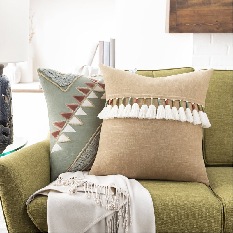 media image for Bisbee BSB-001 Woven Pillow in Clay & Mint by Surya 252