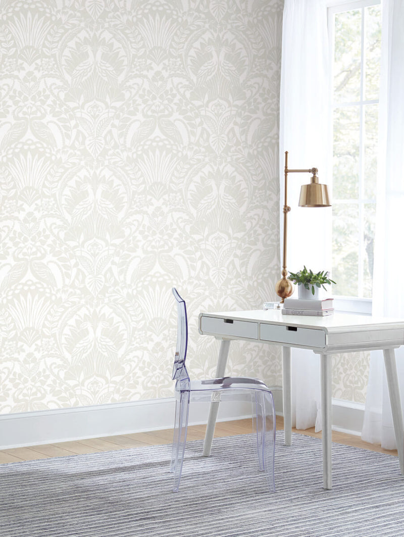 media image for Egret Damask Wallpaper in Neutral/White from Damask Resource Library by York Wallcoverings 224