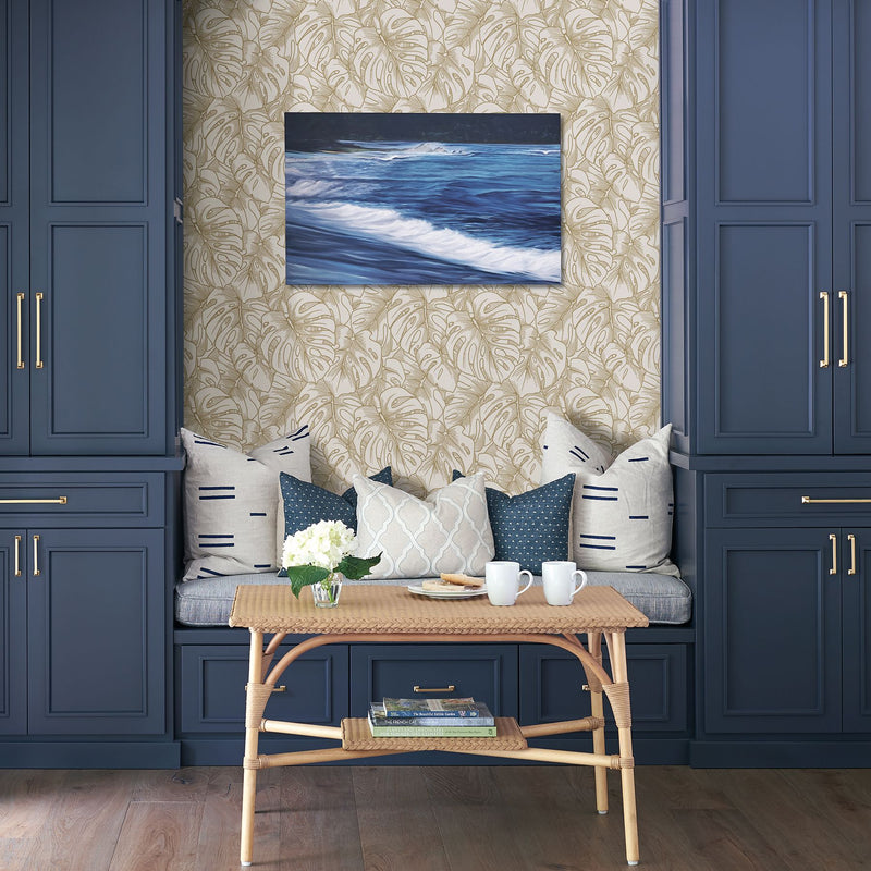 media image for Botanical Wallpaper in Gold from the Scott Living Collection by Brewster Home Fashions 268