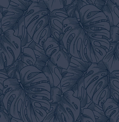 product image of sample balboa botanical wallpaper in indigo from the scott living collection by brewster home fashions 1 542