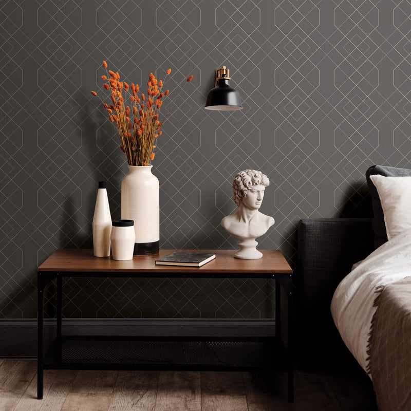 media image for Ballard Geometric Wallpaper in Grey from the Scott Living Collection by Brewster Home Fashions 215