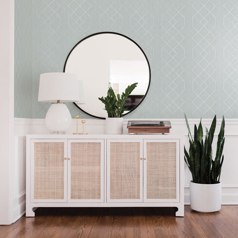 media image for Ballard Geometric Wallpaper in Light Blue from the Scott Living Collection by Brewster Home Fashions 288