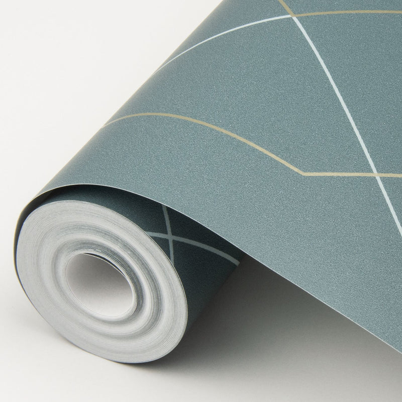 media image for Ballard Geometric Wallpaper in Teal from the Scott Living Collection by Brewster Home Fashions 266