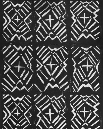 product image of Bamana Wallpaper in Black and White from the Wallpaper Compendium Collection by Mind the Gap 544