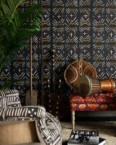 product image of Bamana Wallpaper in Black from the Wallpaper Compendium Collection by Mind the Gap 559