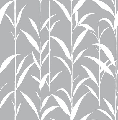 product image for Bamboo Leaves Peel-and-Stick Wallpaper in Grey by NextWall 77