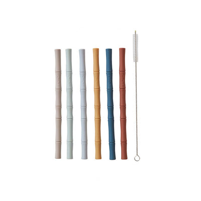 product image for bamboo silicone straw pack of 6 caramel blue oyoy m107199 1 34