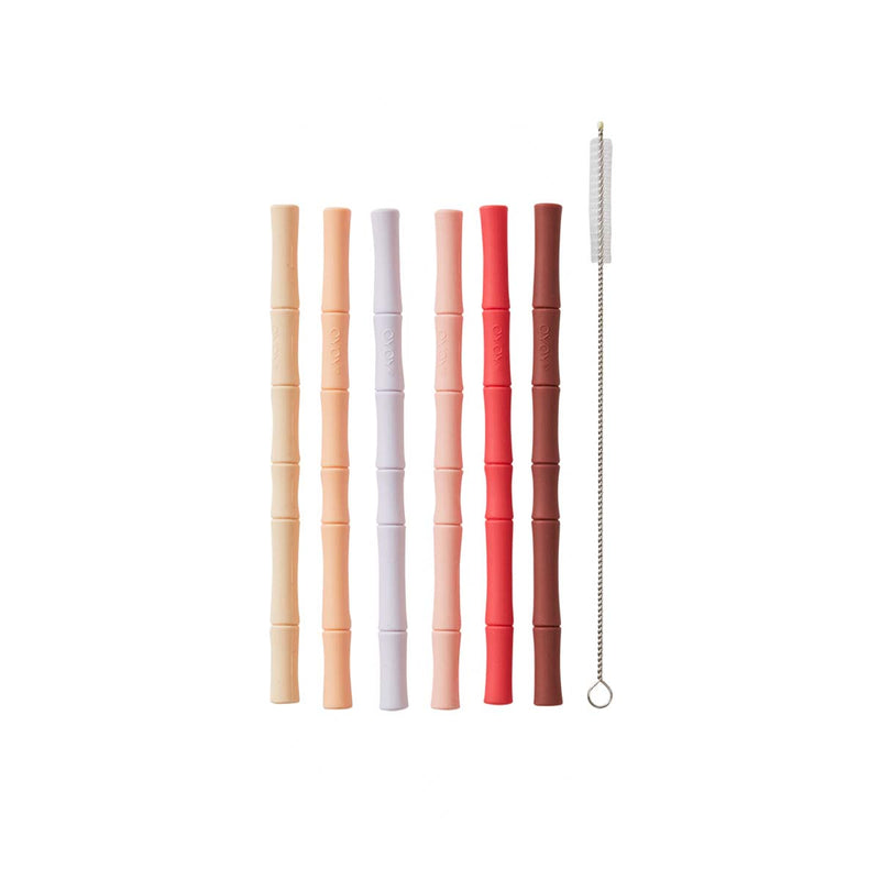 media image for bamboo silicone straw pack of 6 cherry red vanilla oyoy m107200 1 292