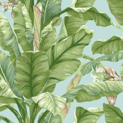 product image of sample banana leaf peel stick wallpaper in blue and green by york wallcoverings 1 575