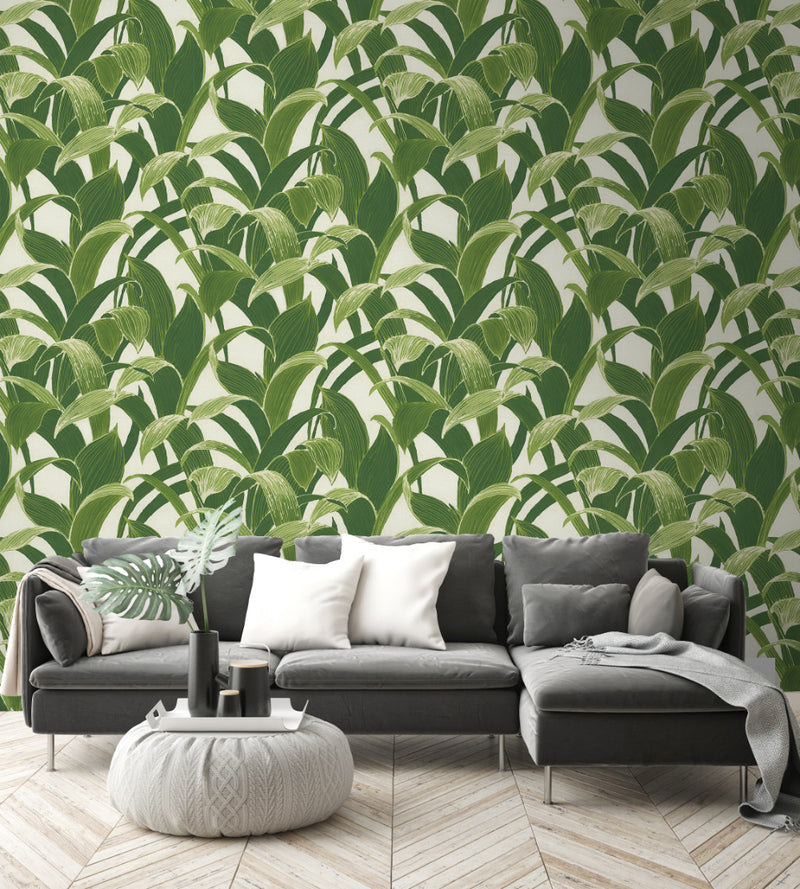 media image for Banana Groves Peel-and-Stick Wallpaper in Green by NextWall 284