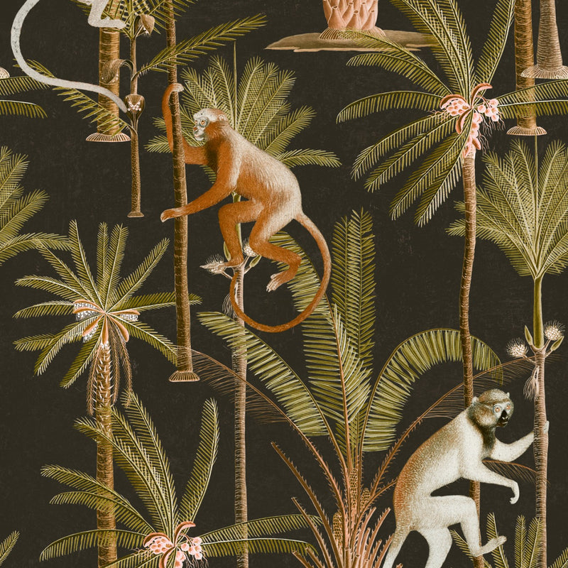 media image for Barbados Wallpaper in Anthracite and Green from the Rediscovered Paradise Collection by Mind the Gap 268