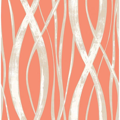 product image of Barbados Wallpaper in Deep Orange and Metallic from the Tortuga Collection by Seabrook Wallcoverings 513