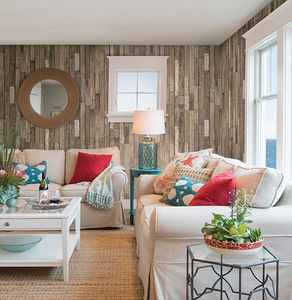 media image for Barn Board Brown Thin Plank Wallpaper from the Essentials Collection by Brewster Home Fashions 211