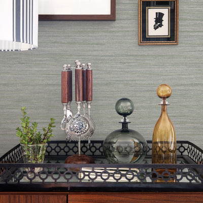 product image of Barnaby Faux Grasscloth Wallpaper in Sage from the Scott Living Collection by Brewster Home Fashions 57