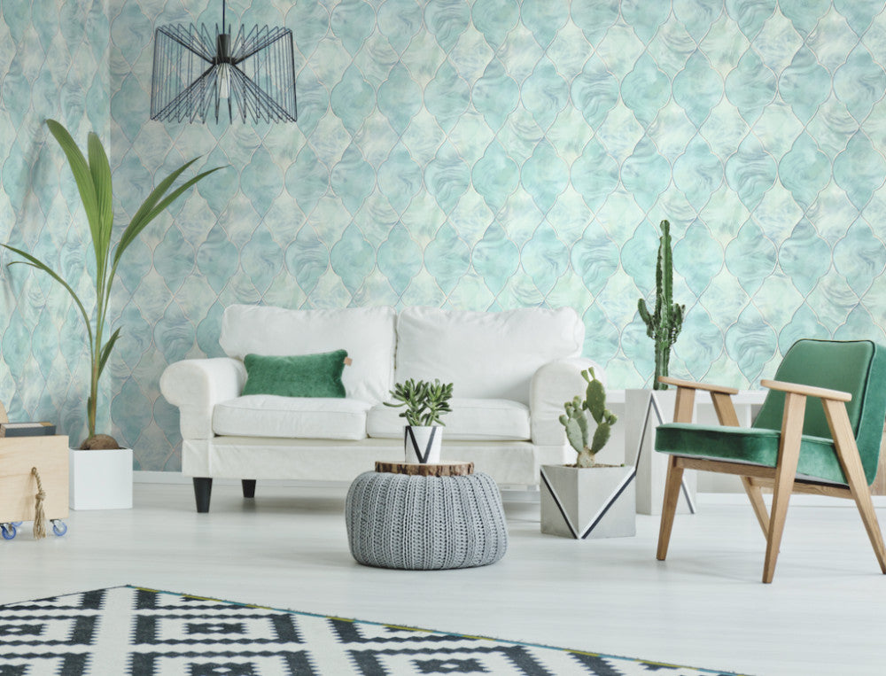 Shop Baroque Glass Wallpaper in Gold and Cream from the Aerial