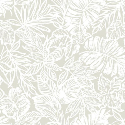 product image of sample batik tropical leaf peel stick wallpaper in beige and off white by roommates for york wallcoverings 1 510