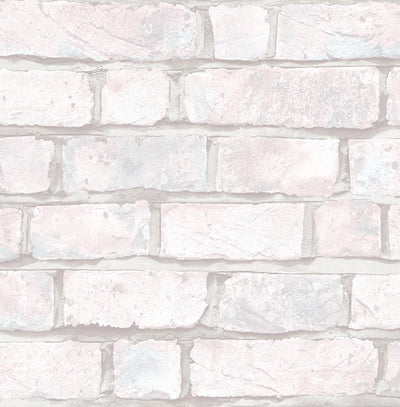 product image of sample battersea brick wallpaper in grey and pink from the transition collection by mayflower 1 515