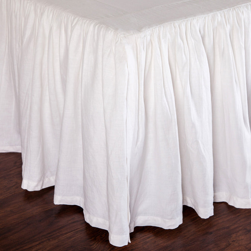 media image for Gathered Linen Bedskirt in White design by Pom Pom at Home 280