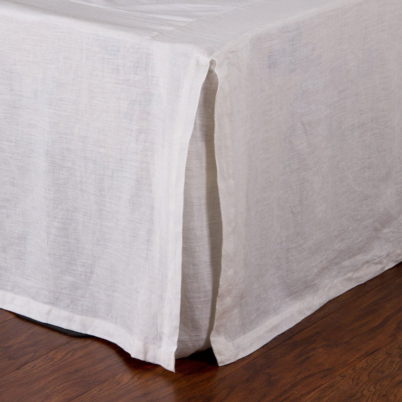 media image for Pleated Linen Bedskirt in White design by Pom Pom at Home 240