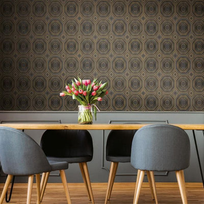 product image for Bee's Knees Peel & Stick Wallpaper in Black and Gold by RoomMates for York Wallcoverings 97