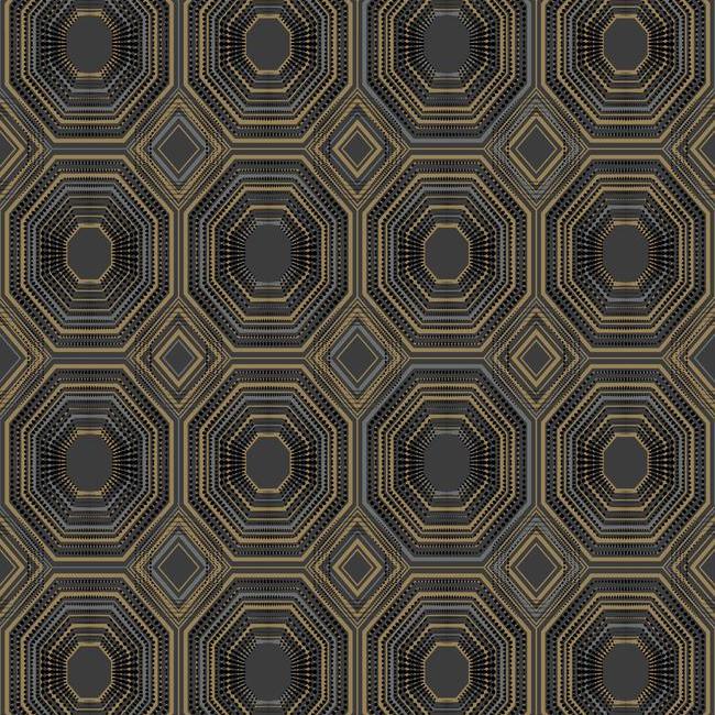 media image for sample bees knees peel stick wallpaper in black and gold by roommates for york wallcoverings 1 264