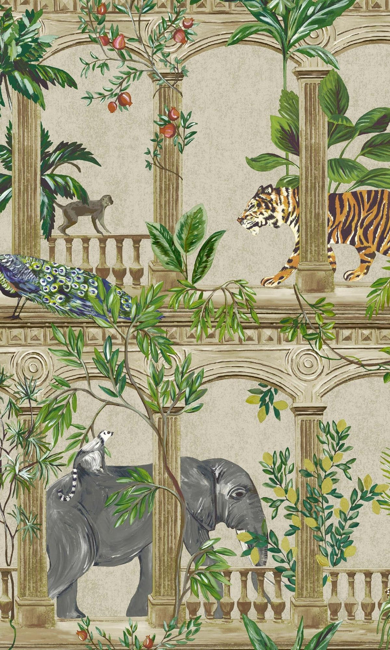 media image for sample beige ancient inspired tropical wallpaper by walls republic 1 244
