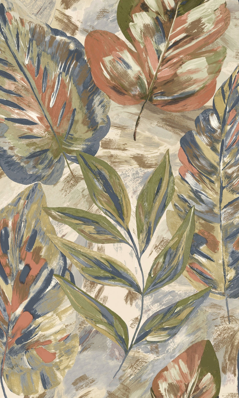 media image for Beige Aralia Leaves Metallic Textured Botanical Wallpaper by Walls Republic 29