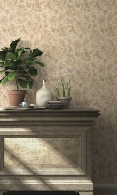 product image for Hand Drawned Bold Floral Blossoms Beige Wallpaper by Walls Republic 50
