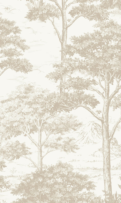 product image of Tropical Foliage Trees Wallpaper in Beige by Walls Republic 50
