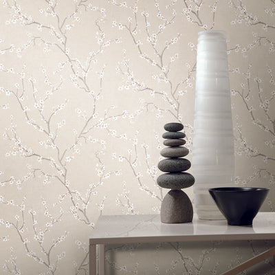 product image for Beige Cherry Blossom Peel & Stick Wallpaper by RoomMates for York Wallcoverings 23