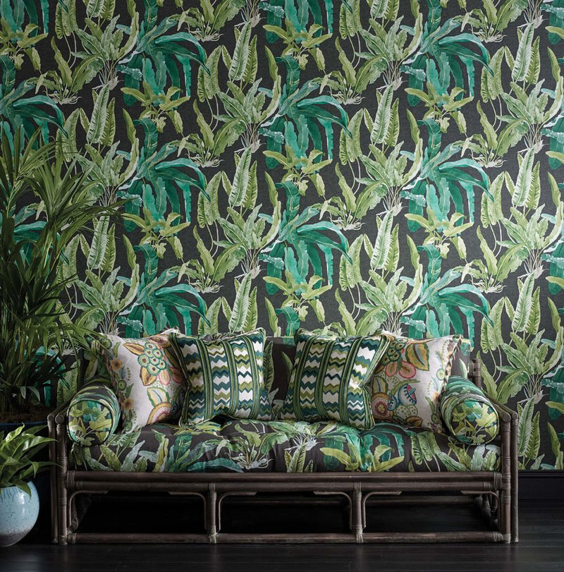 media image for Benmore Wallpaper in Emerald and Ebony from the Ashdown Collection by Nina Campbell for Osborne & Little 234