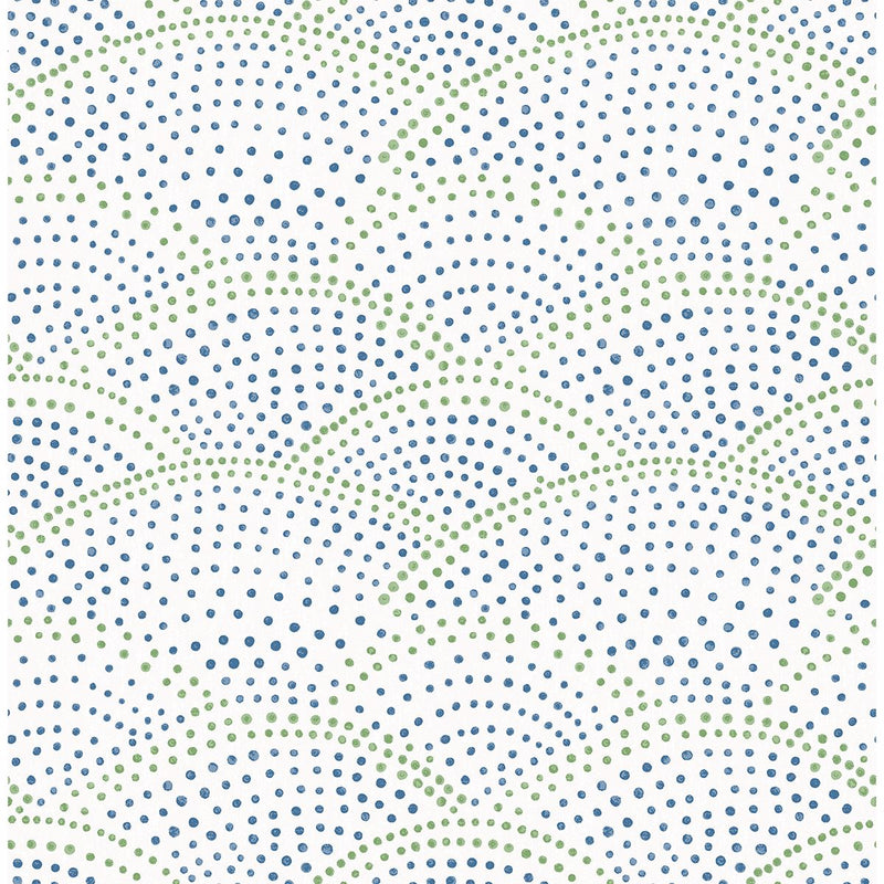 media image for Bennett Dotted Scallop Wallpaper in Blue from the Bluebell Collection by Brewster Home Fashions 255