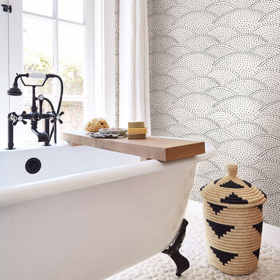 product image for Bennett Dotted Scallop Wallpaper in Charcoal from the Bluebell Collection by Brewster Home Fashions 96