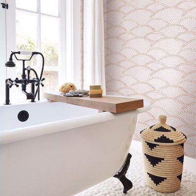 product image of Bennett Dotted Scallop Wallpaper in Pink from the Bluebell Collection by Brewster Home Fashions 546