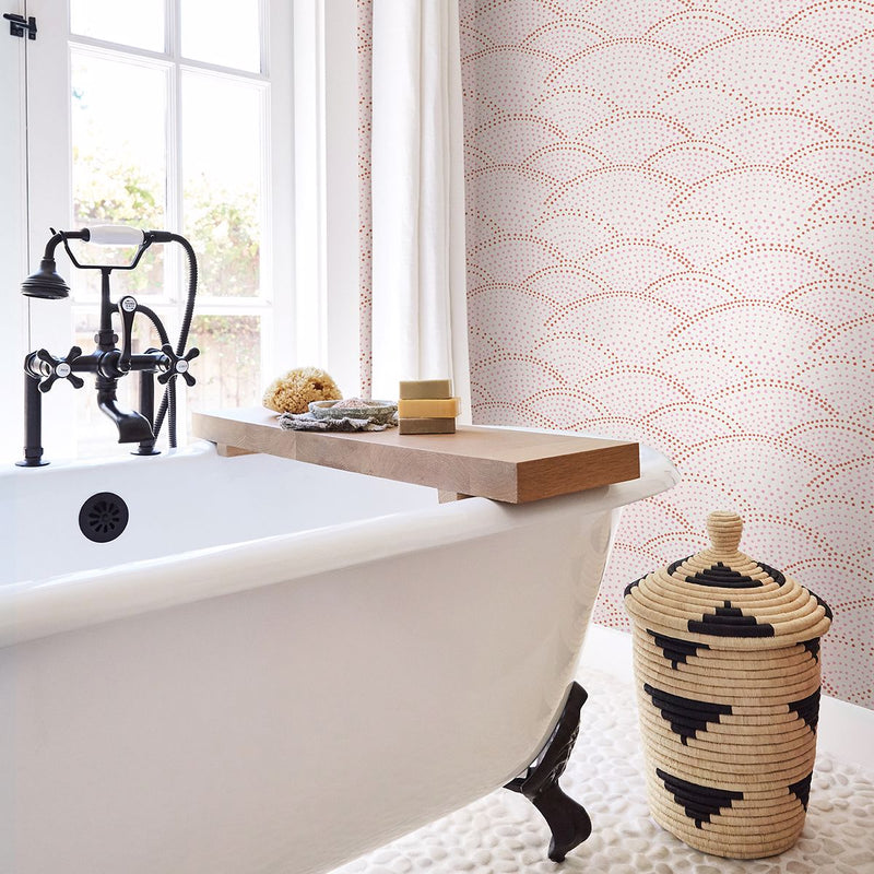 media image for Bennett Dotted Scallop Wallpaper in Pink from the Bluebell Collection by Brewster Home Fashions 223