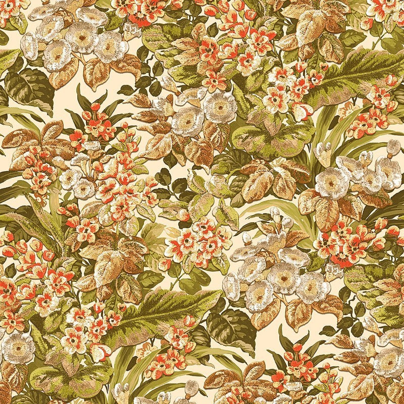 media image for Bessie Textured Floral Wallpaper in Green Multi by BD Wall 234