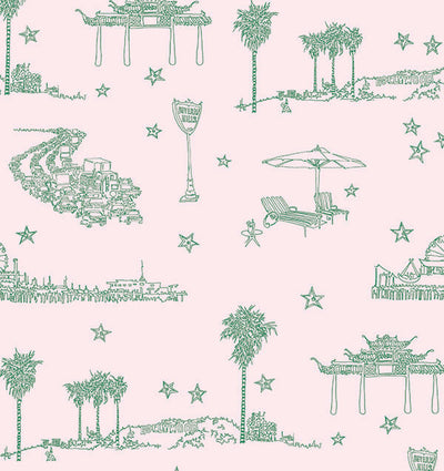 product image of sample best coast wallpaper in green and light pink by sandy white for cavern home 1 59