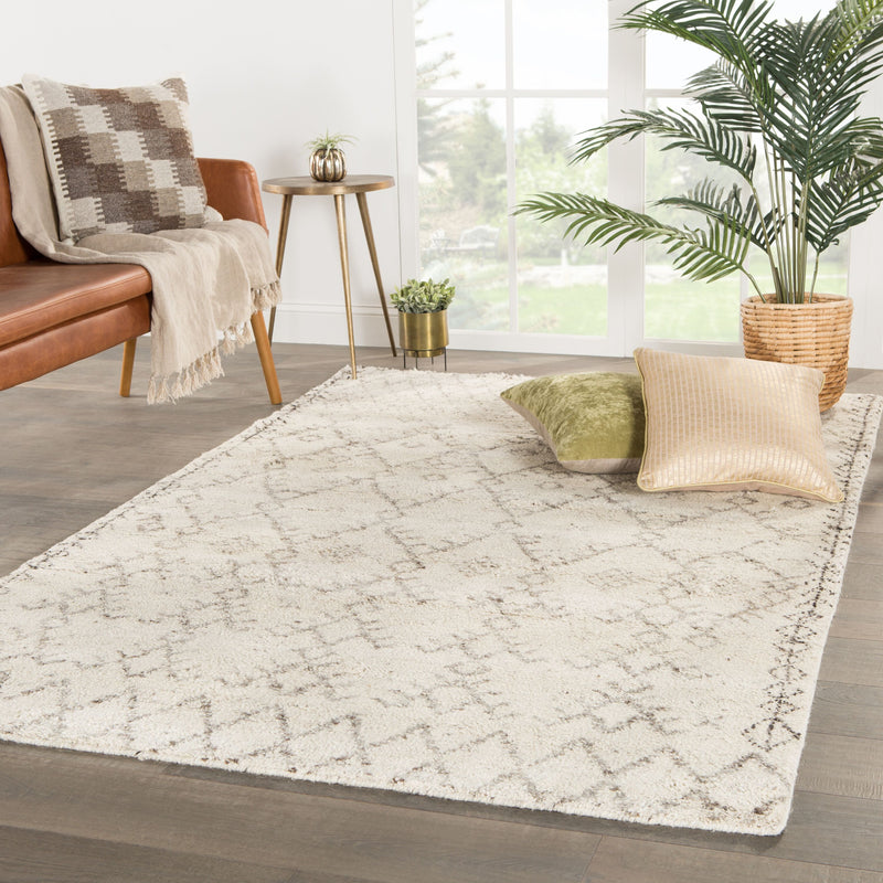 media image for Zola Hand-Knotted Geometric Ivory & Brown Area Rug 270