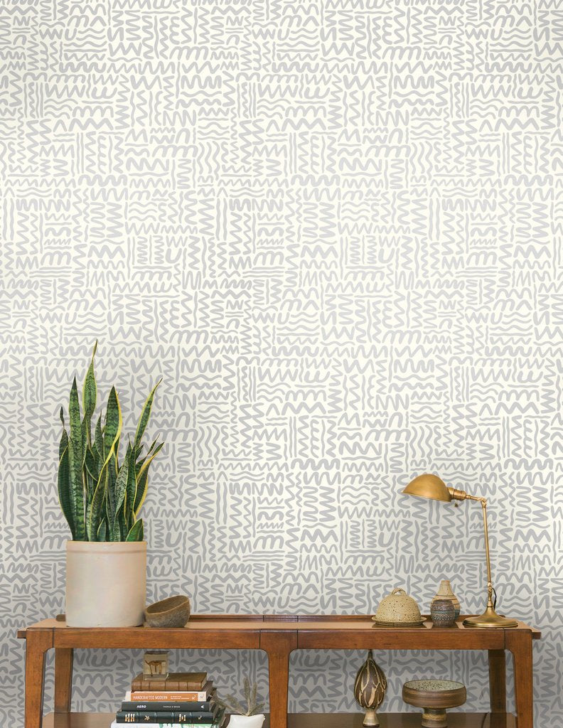 media image for Big Moon Wallpaper in Diamonds and Pearls on Cream by Thatcher Studio 25