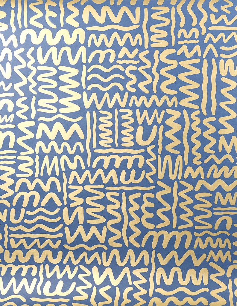 media image for sample big moon wallpaper in gold on navy by juju 1 269