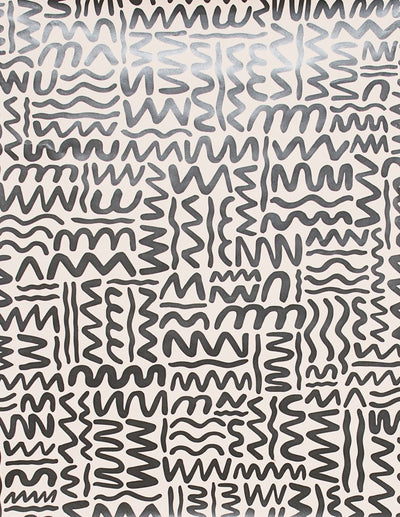 product image of sample big moon wallpaper in gunmetal on blush by juju 1 545