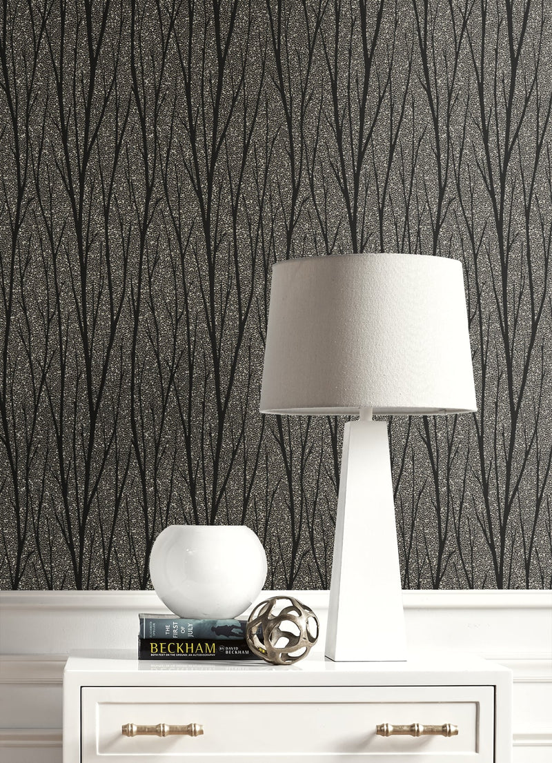 media image for Birch Trail Wallpaper in Gunmetal and Charcoal from the Essential Textures Collection by Seabrook Wallcoverings 212