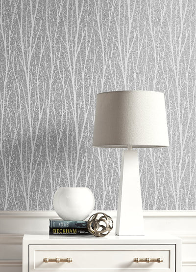 product image for Birch Trail Wallpaper in Silver and Charcoal from the Essential Textures Collection by Seabrook Wallcoverings 40