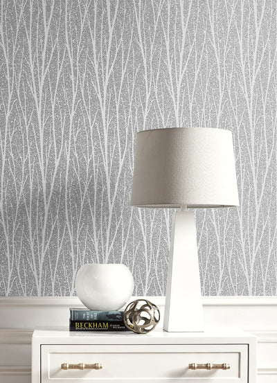 product image for Birch Trail Wallpaper in Silver and Charcoal from the Essential Textures Collection by Seabrook Wallcoverings 3