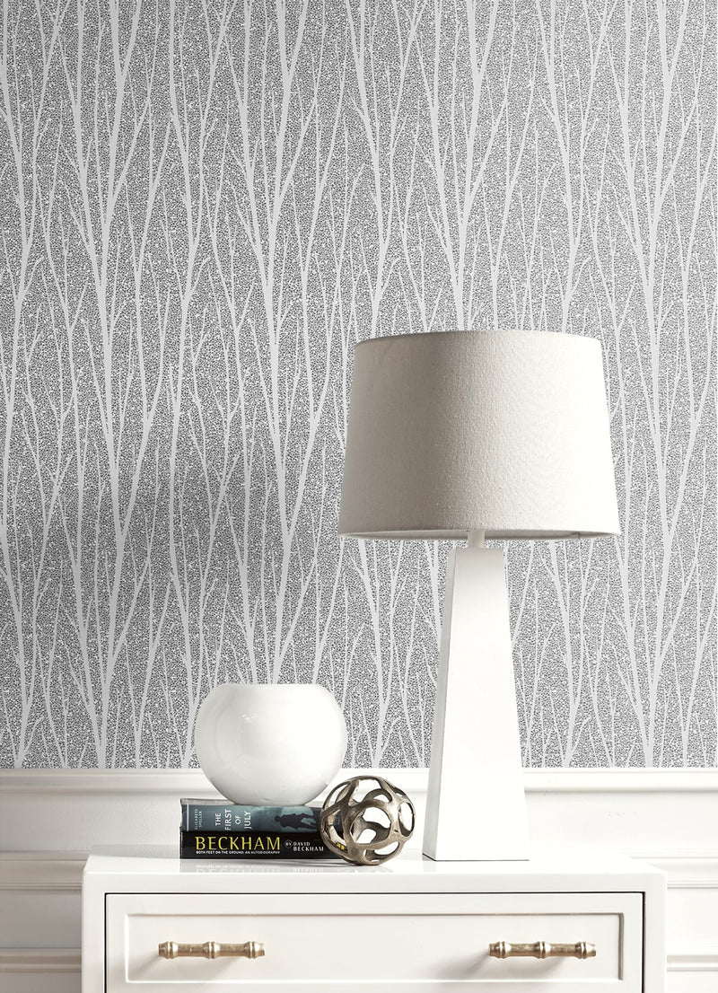 media image for Birch Trail Wallpaper in Silver and Charcoal from the Essential Textures Collection by Seabrook Wallcoverings 212