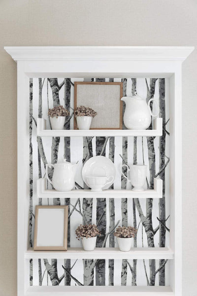 product image for Birch Trees Peel-and-Stick Wallpaper in Monochrome by NextWall 93
