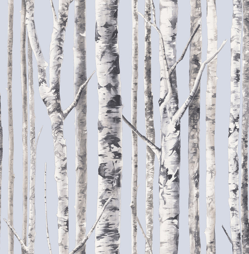 media image for sample birch wallpaper in periwinkle and grey from the solaris collection by mayflower wallpaper 1 238