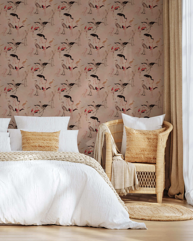 media image for Bird Dance Wallpaper in Tail Feather 213